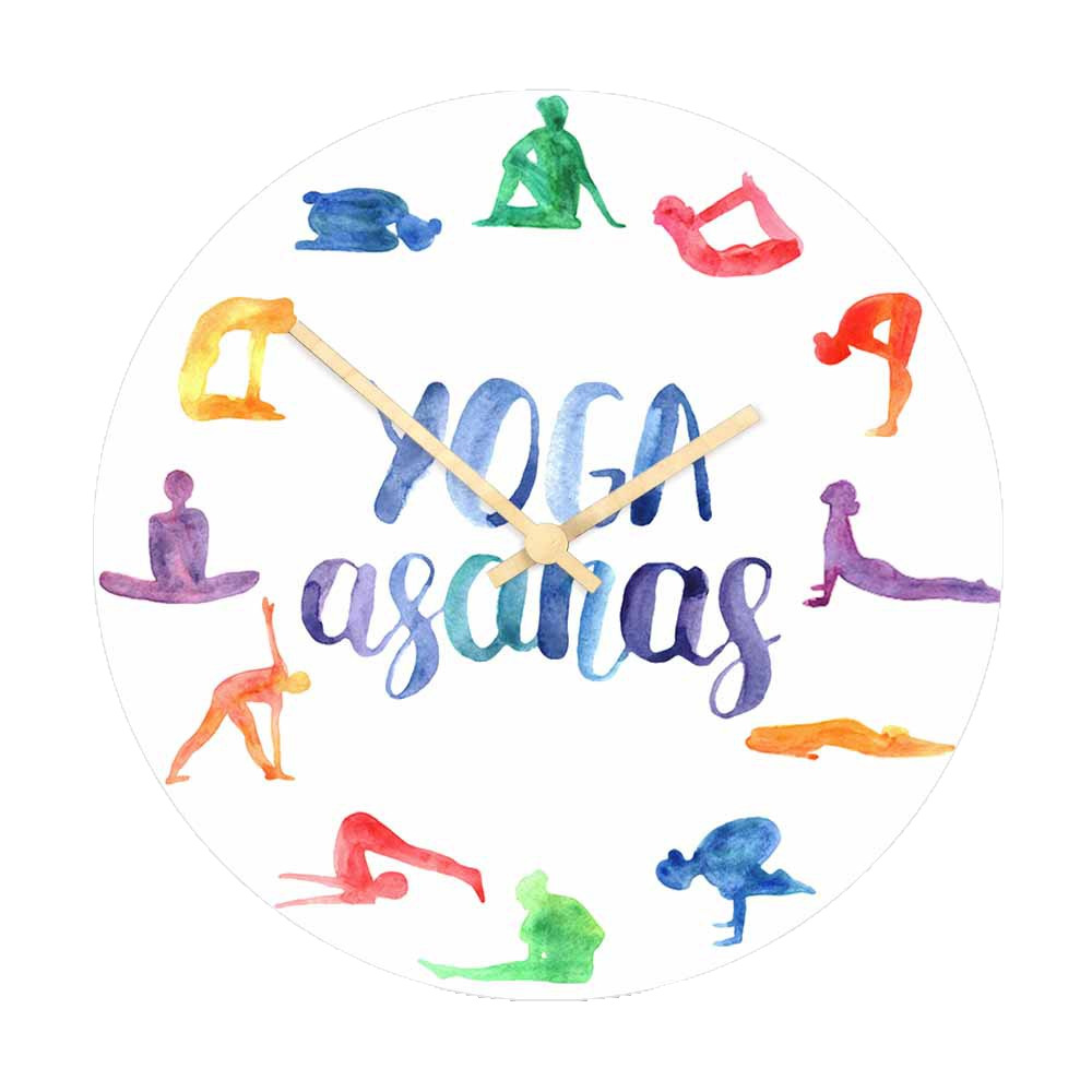 Yoga Fitness Watch - ساعة حائط بتصميم أوضاع اليوغا بالألوان