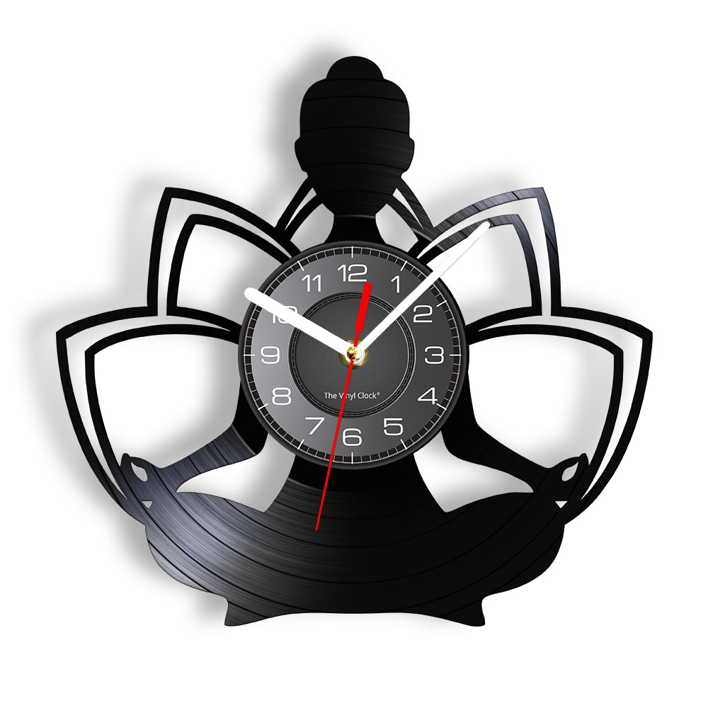 Yoga Fitness Watch - ساعة حائط من الفينيل بتصميم اليوغا،