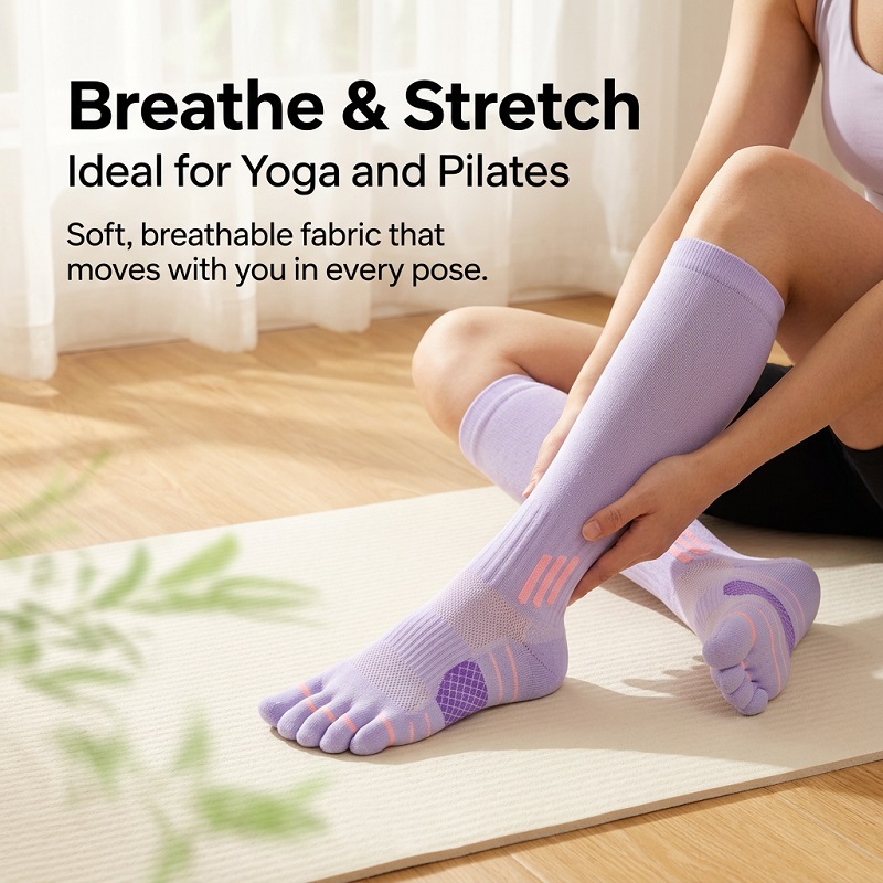 1/6 أزواج من الجوارب الطويلة ا - مراجعة Yoga & Fitness Classes By Niharika Zirakpur Reviews وسعره